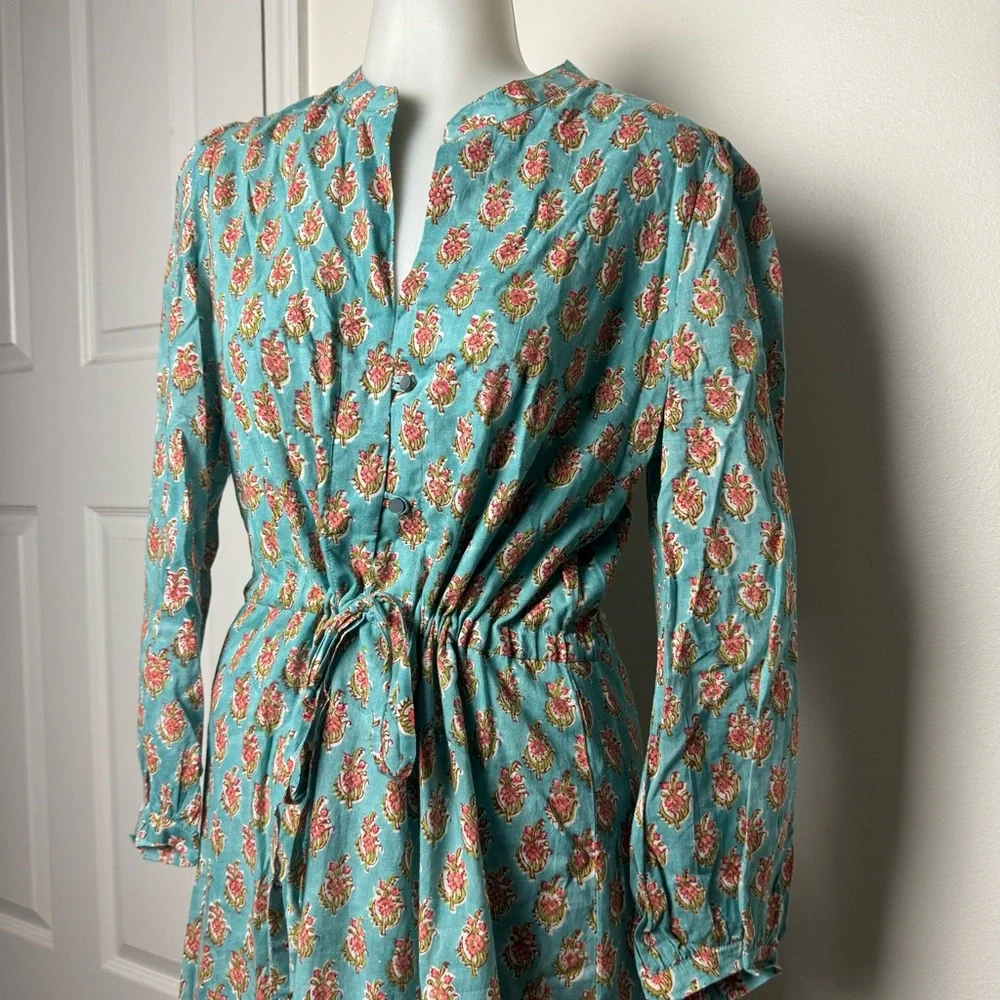 EMERSON FRY COTTON BLUE LONGSLEEVE MAXI DRESS MEDIUM - Picture 7 of 9